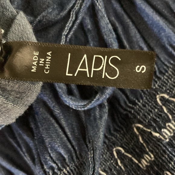 Lapis Maxi Dress Women Size S Dark & Faded Elastic Neck & Sleeves New With Tags - Picture 8 of 11